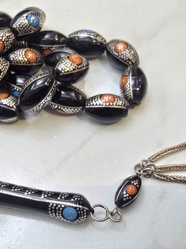 مسباح يسر فاخر مطعم بالفيروز و المرجان و الفضة YU12