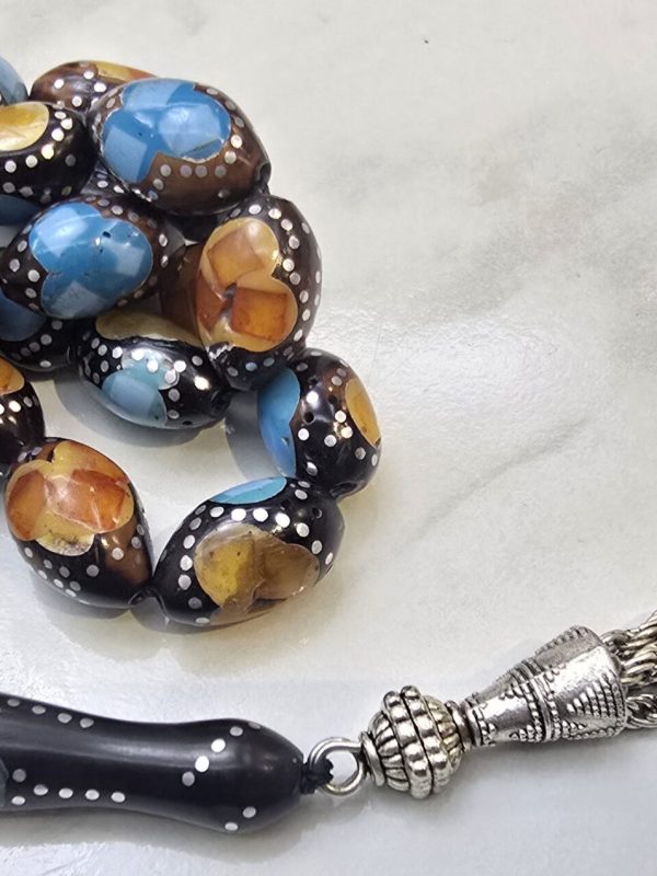 Yusr Inlaid with Silver, Turquoise and Red Coral YU7